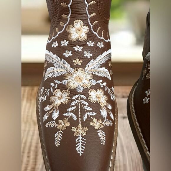 DINGO Leather Floral Embroidered Cowgirl boots Size 8 - Picture 7 of 16